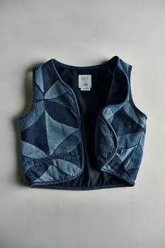 Джинсовый жилет с геометрическим принтом - sea ny ZARA, синий