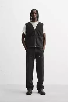 Джинсовый жилет с карманами ZARA, темно-коричневый