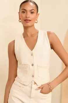 Джинсовый жилет с косами Love & Roses, бежевый