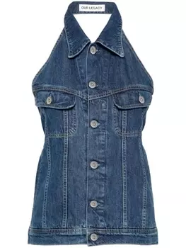 Джинсовый жилет с открытой спиной OUR LEGACY, синий