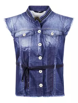 Джинсовый жилет с поясом High, синий