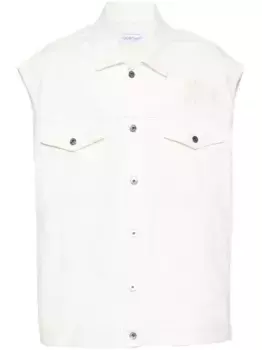 Джинсовый жилет с вышитым логотипом OFF-WHITE, белый