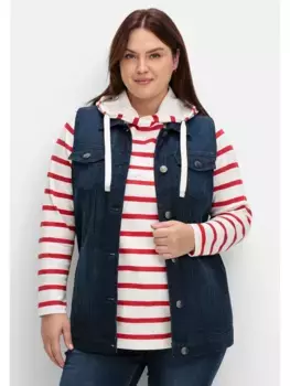 Джинсовый жилет Sheego "больших размеров", удлиненной, индивидуальной формы, синий