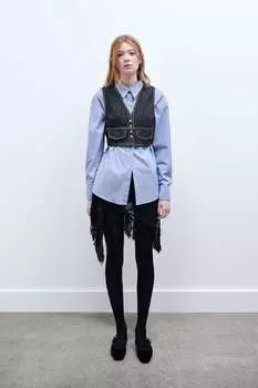 Джинсовый жилет trf с полосками ZARA, полосатый