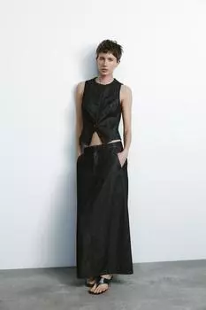 Джинсовый жилет trf ZARA, антрацитовый серый