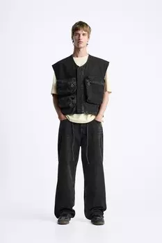 Джинсовый жилет utility ZARA, черный