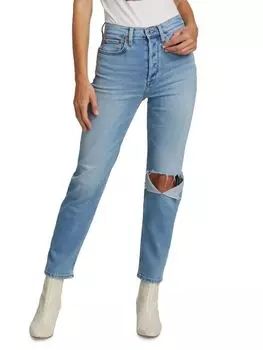 Джинсы 70-х годов stovepipe с эффектом потертости Re/done Dusted blue