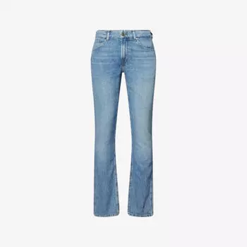 Джинсы 7 For All Mankind из денима и льна с пятью карманами, голубой