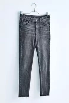 Джинсы 90 облегающего кроя с завышенной талией длиной до щиколотки Next, серый