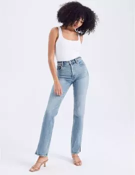 Джинсы 90s Ultra High Rise Straight Vent Hem Jeans Abercrombie & Fitch, цвет Medium Wash/Light