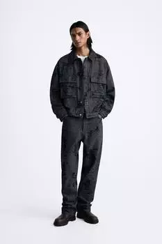 Джинсы абстрактный жаккардовый ZARA, синий