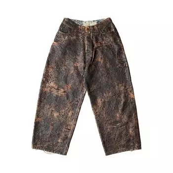 Джинсы Acne Studios 2023 Distressed Monogram Super Baggy Fit Jeans 'Brown', коричневый