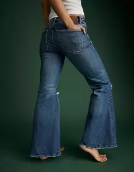 Джинсы AE77 Premium Festival Flare American Eagle Outfitters, цвет Medium Destroy