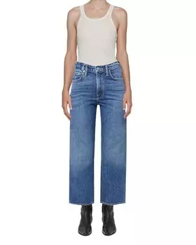 Джинсы AGOLDE Ren с высокой посадкой и широкими штанинами до щиколотки в цвете Fix, синий