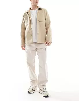 Джинсы Alex baggy fit cargo цвета экрю с контрастной строчкой Jack & Jones