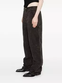 Джинсы Alexander Wang, украшенные кристаллами, черный