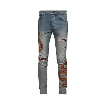 Джинсы Amiri CNY Snake Skinny Jean Antique Indigo, синий