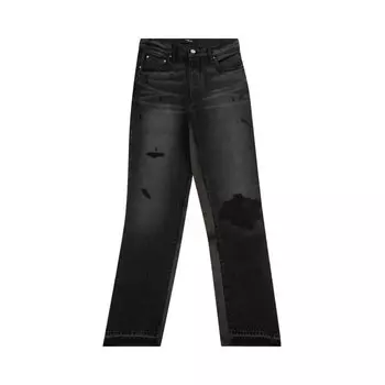 Джинсы Amiri Leather Hybrid Cropped 'Black', черный