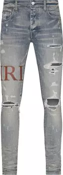 Джинсы Amiri Leather Stitch Logo Jean 'Clay Indigo', серый
