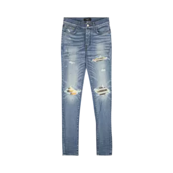 Джинсы Amiri Plaid MX1 Straight Fit 'Clay/Indigo', синий