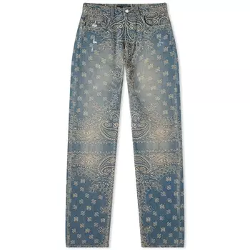 Джинсы Amiri Plaid Staggered Logo, цвет Perfect Indigo