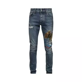 Джинсы Amiri Printed And Embroidered Pegasus Skinny Jean 'True Indigo', синий