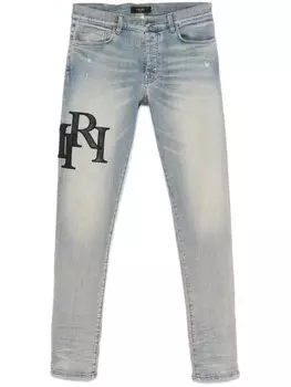 Джинсы AMIRI с шахматным логотипом, синий