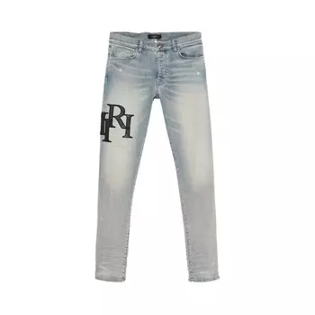 Джинсы Amiri Staggered Logo Skinny Jean Antique Indigo/Black, черный