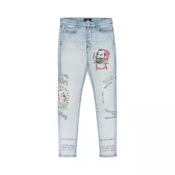 Джинсы Amiri Zig Zag Skinny Jeans 'Light Indigo', синий