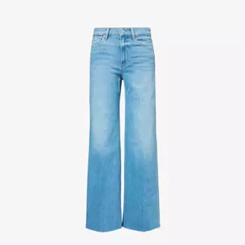 Джинсы anessa прямого кроя с необработанным краем и высокой посадкой из эластичного денима Paige, цвет helena