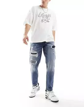 Джинсы Asos Design Classic Rigid With Rips, синий