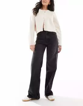 Джинсы ASOS DESIGN dad в выстиранном черном цвете