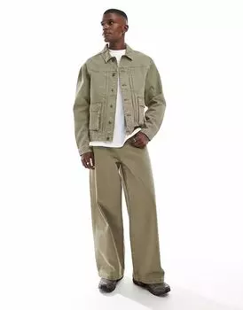 Джинсы ASOS DESIGN очень широкие из денима цвета хаки, коорд