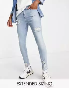 Джинсы ASOS DESIGN Power Stretch с винтажной потертостью