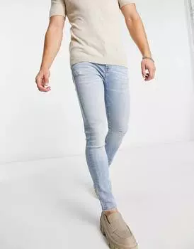 Джинсы ASOS DESIGN Power Stretch светло-голубого цвета с потертостями