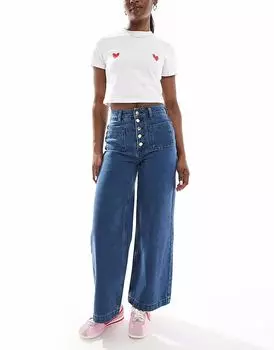 Джинсы ASOS DESIGN с широкими штанинами и накладными карманами, сине-черного цвета