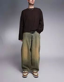 Джинсы ASOS DESIGN широкого кроя светло-голубого цвета с насыщенным оттенком и фасоном «баллон»