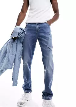 Джинсы Asos Design Stretch Slim With Rips, синий