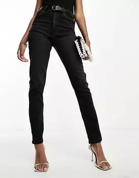 Джинсы Asos Design Tall Slim Mom, черный (Размер W38 L36)