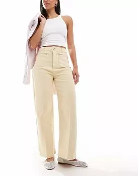 Джинсы ASOS DESIGN укороченные, широкие, с передними карманами, лимонного цвета