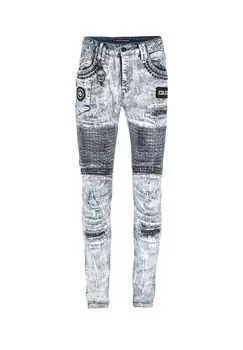 Джинсы экстравагантной расцветки прямого кроя CIPO & BAXX, серый