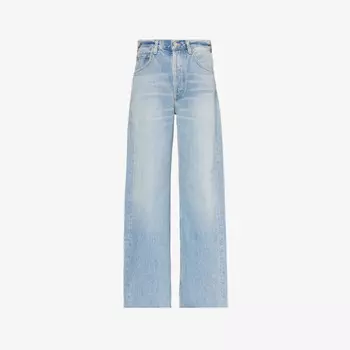 Джинсы Ayla из переработанного денима с разрезом по низу и широкими штанинами средней посадки Citizens Of Humanity, индиго