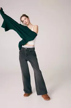 Джинсы baggy regular H&M, черный