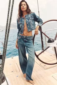Джинсы balloon fit с низкой талией z1975 ZARA, средне-синий