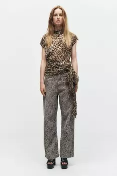 Джинсы balloon-fit с животным принтом ZARA, цвет leopard