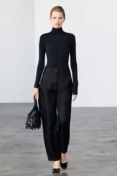 Джинсы balloon со средней талией ZARA, черный