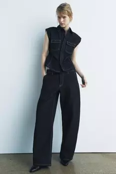 Джинсы balloon со средней талией ZARA, синий
