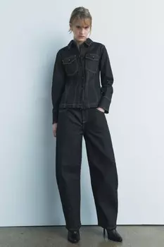 Джинсы balloon со средней талией ZARA, синий