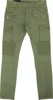 Джинсы Balmain Slim Cut Ridged Cargo Jeans 'Khaki', зеленый