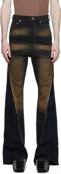 Джинсы-бананы Bolan цвета индиго и коричневого цвета Rick Owens DRKSHDW